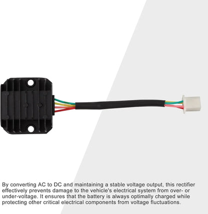 Voltage Regulator Rectifier with Harness Adapter Cable for GY6 50cc, 125cc, 150cc Scooter, Moped & ATV - goofitmoto