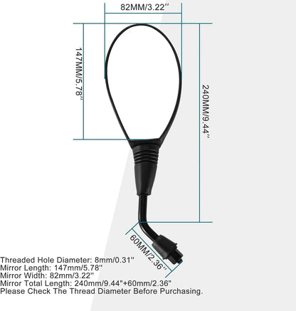 8mm Clockwise Universal Side Rear View Mirrors for GY6 Scooter, Moped, Electric Bike - goofitmoto