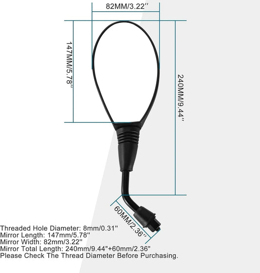 8mm Clockwise Universal Side Rear View Mirrors for GY6 Scooter, Moped, Electric Bike - goofitmoto