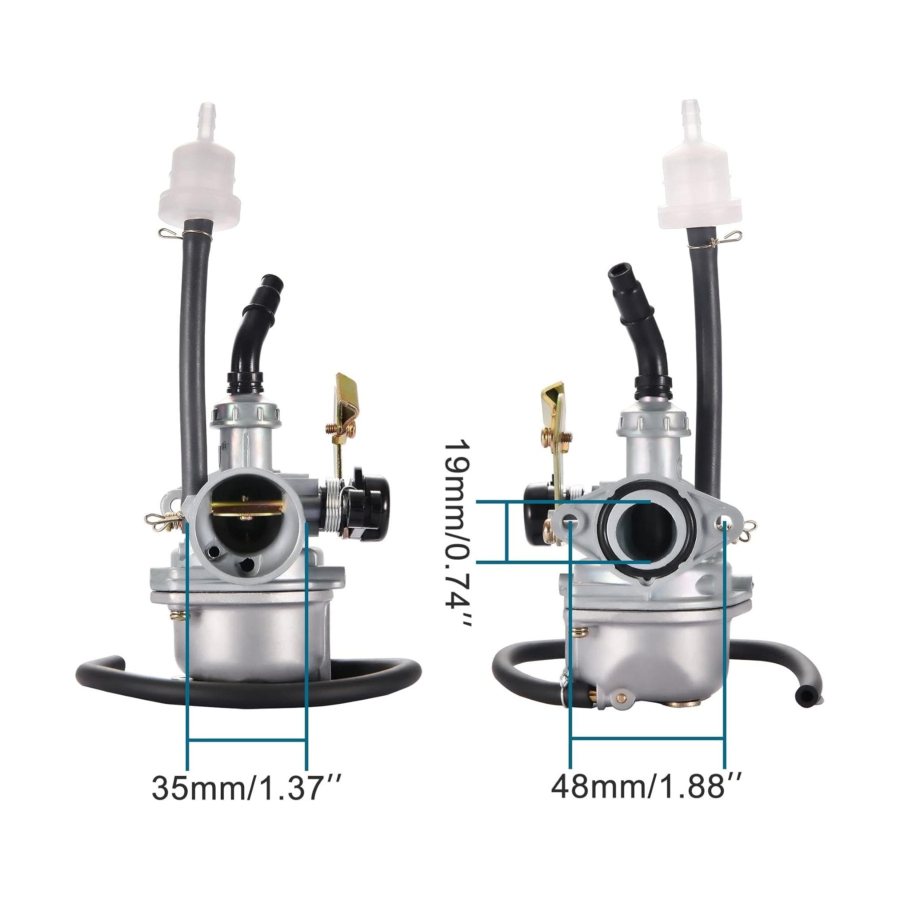 GOOFIT PZ19 19mm Carburetor Carb with Cable Choke for 50cc 70cc 90cc 110cc 125cc ATV Moped Quad Dirt Bike Go Kart Scooter