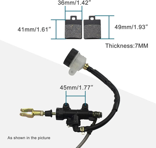 Rear Hydraulic Foot Brake Assembly with 650mm Hose for 110cc-250cc ATV, Quad & Go-Kart - goofitmoto