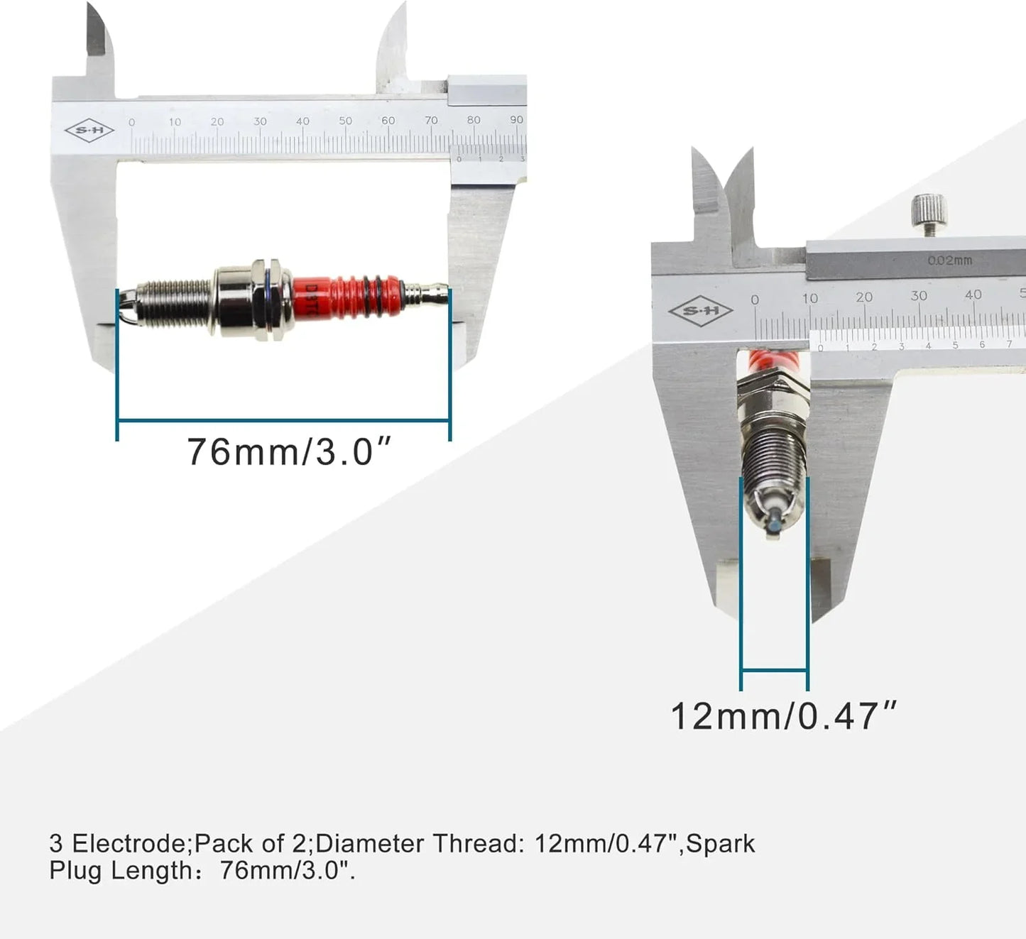 D8TC 3-Electrode Spark Plug for CG 125cc–250cc & CF250 4-Stroke Engines - goofitmoto