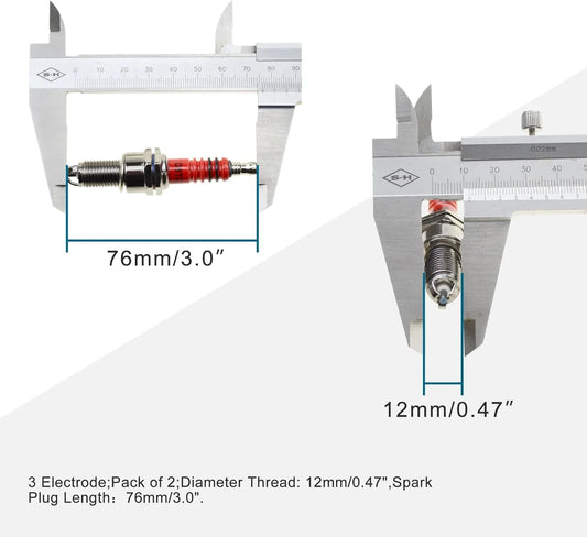 D8TC 3-Electrode Spark Plug for CG 125cc–250cc & CF250 4-Stroke Engines - goofitmoto