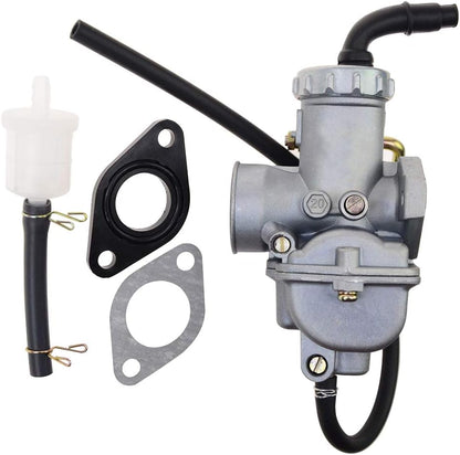 Carburetor PZ20 20mm with Fuel Filter & Gasket for 50cc–125cc ATV, CRF50F, CRF80F, Taotao