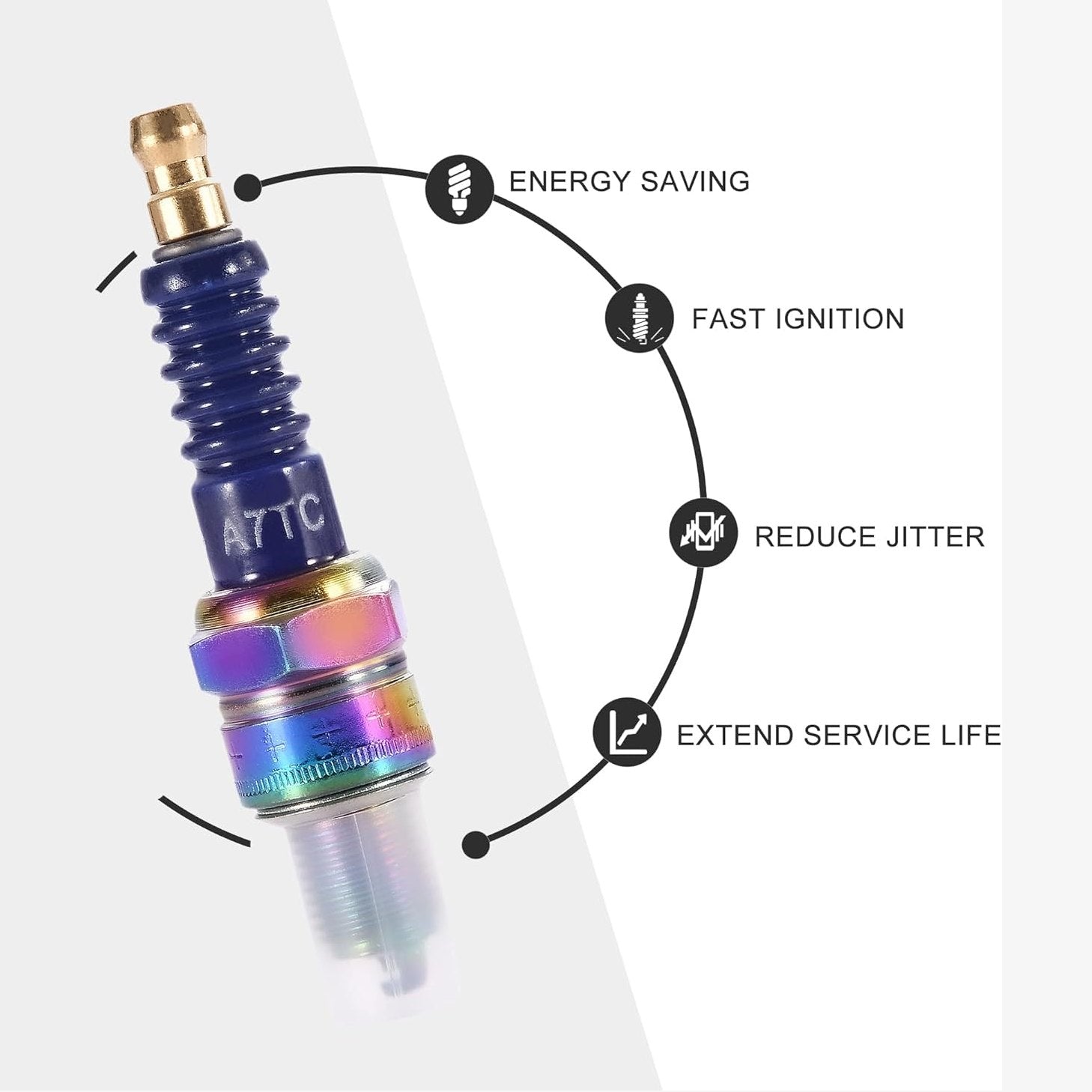 GOOFIT High Performance Motorcycle A7TC Spark Plug 50cc 70cc 90cc 110cc ATV 150 Ignition Plug Moped Go Kart Scooter