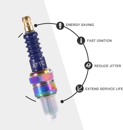 GOOFIT High Performance Motorcycle A7TC Spark Plug 50cc 70cc 90cc 110cc ATV 150 Ignition Plug Moped Go Kart Scooter