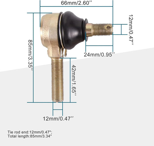 12mm x 12mm Heavy-Duty Tie Rod End Set | Heat-Treated Ball Joints for 150cc-250cc Go Kart & Buggy (Pair of 2) - goofitmoto