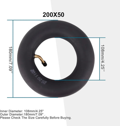 200x50 (8"x2") Curved Valve Inner Tube Replacement for Razor E100, E200, & Dune Buggy - goofitmoto