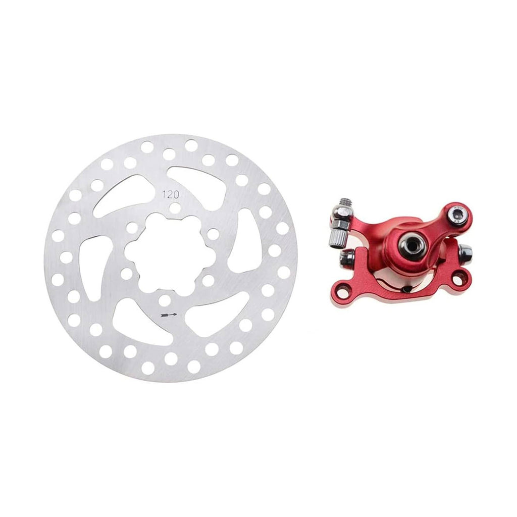 GOOFIT RED Brake Caliper+120mm Disc Rotor Brake Front Rear for MBX10 MBX11 Moto Rear Mini Bike 47cc 49cc Pocket Bike Goped Scooter Go-Kart Bicycle motorcycle Disc EBikes Mountain Bike And Sports Bike