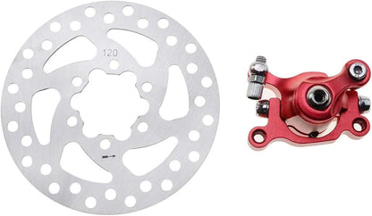 GOOFIT RED Brake Caliper+120mm Disc Rotor Brake Front Rear for MBX10 MBX11 Moto Rear Mini Bike 47cc 49cc Pocket Bike Goped Scooter Go-Kart Bicycle motorcycle Disc EBikes Mountain Bike And Sports Bike