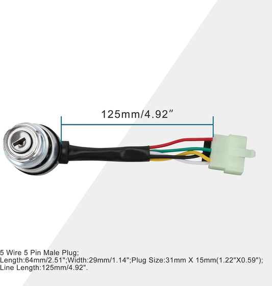 Ignition Key Switch with Cap 5 Wire for 50cc–150cc ATV Go Kart - goofitmoto