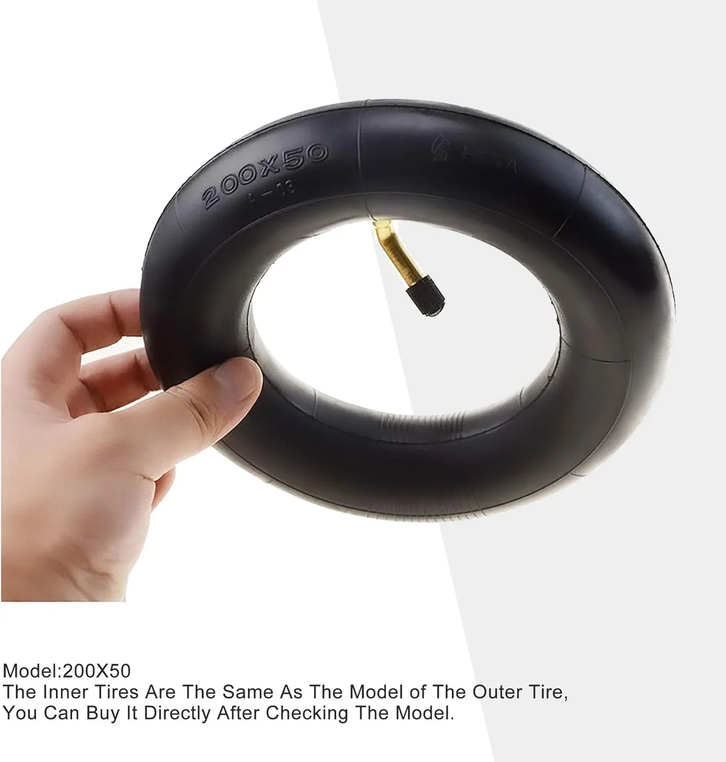 200x50 (8"x2") Curved Valve Inner Tube Replacement for Razor E100, E200, & Dune Buggy - goofitmoto