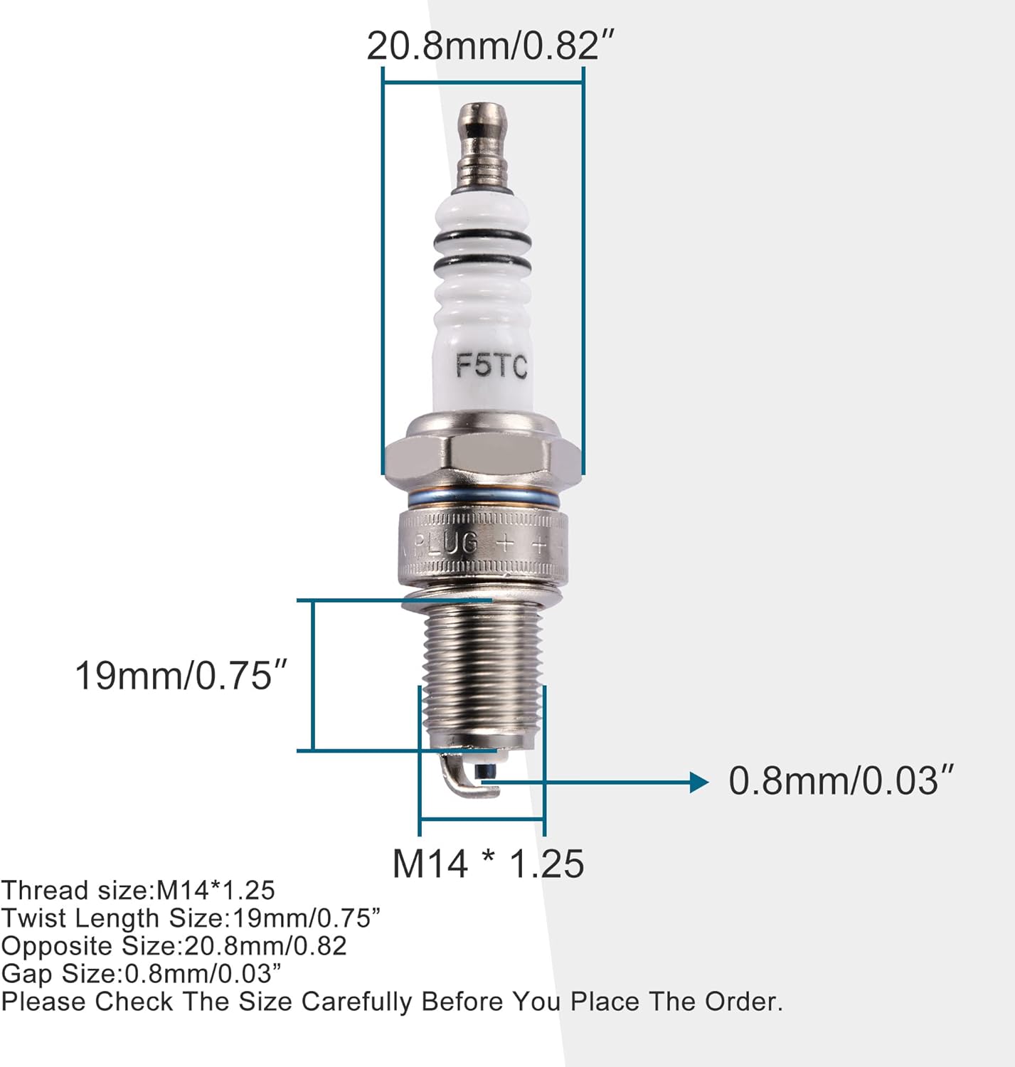 GOOFIT Spark Plug F5TC For 50cc 70cc 90cc 110cc ATV 150 Ignition Plug Moped Motor Scooter Go Kart Pocket Bike