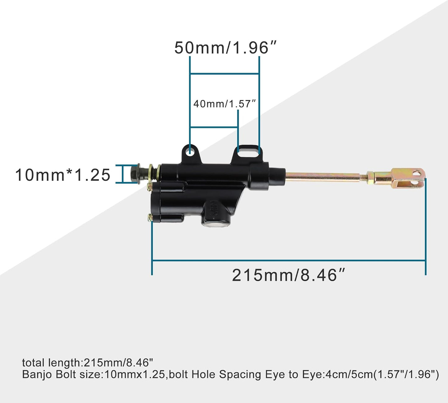 GOOFIT Black Rear Foot Hydraulic Brake Master Cylinder for 50cc 70cc 90cc 110cc 125cc ATV SSR Thumpstar Dirt Bike Motorcycle Parts