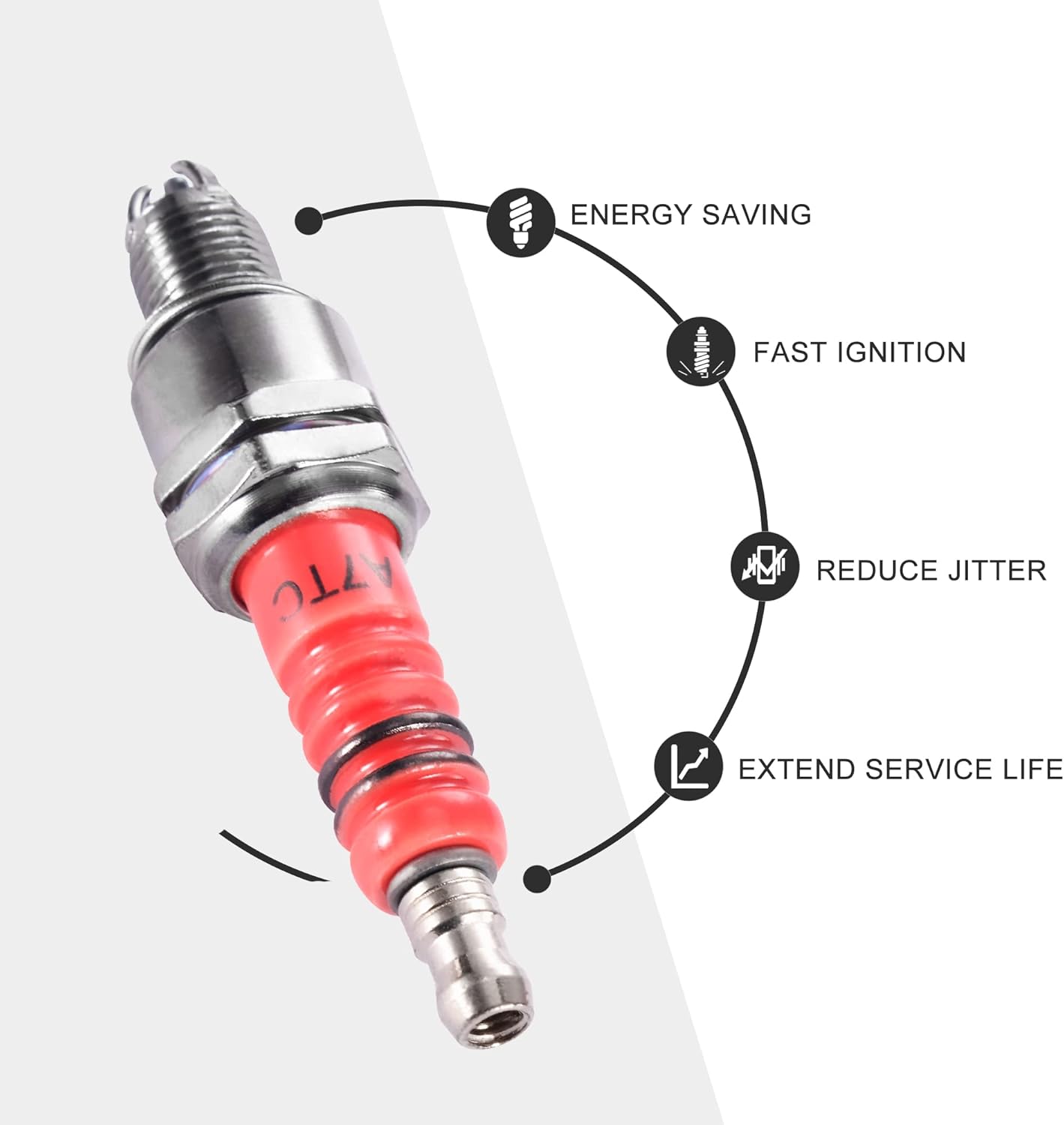 GOOFIT 3 Electrode A7TC Spark Plug Replacement for 50cc 70cc 90cc 110cc 125cc 150cc Scooter Dirt Pocket Bike ATV Moped Quad Go Kart