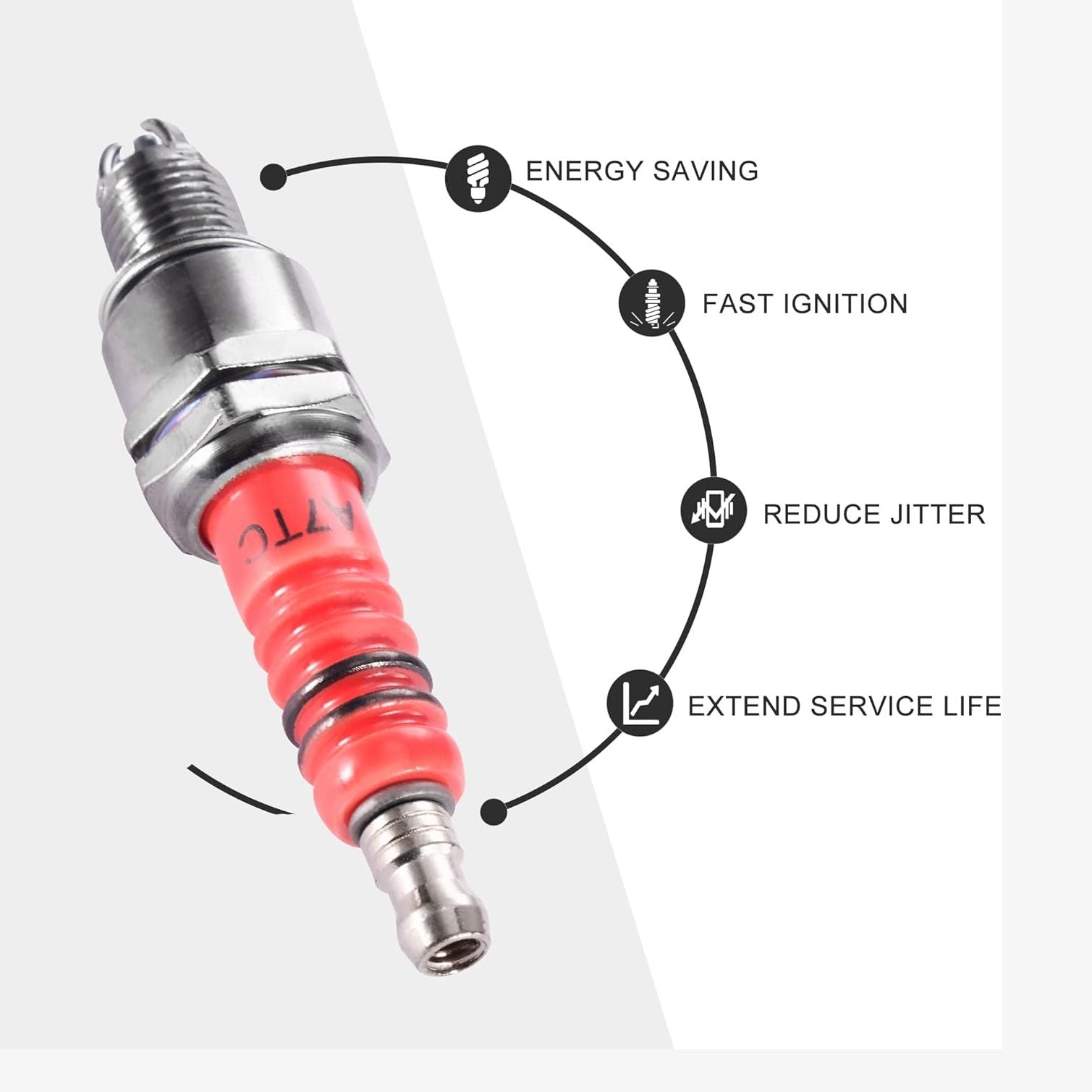 GOOFIT 3 Electrode A7TC Spark Plug Replacement for 50cc 70cc 90cc 110cc 125cc 150cc Scooter Dirt Pocket Bike ATV Moped Quad Go Kart