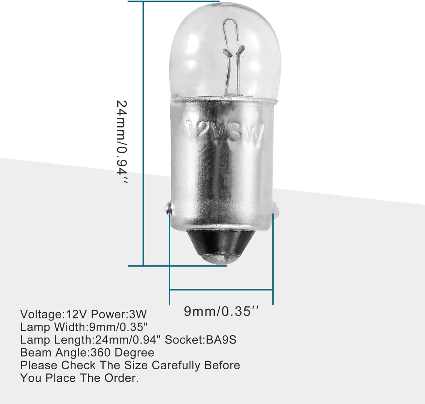 GOOFIT 12V 3W Mini Auto Indicator Bulbs Car Interio Lighting Instrument Lamp for Motorcycle(5 Pack)