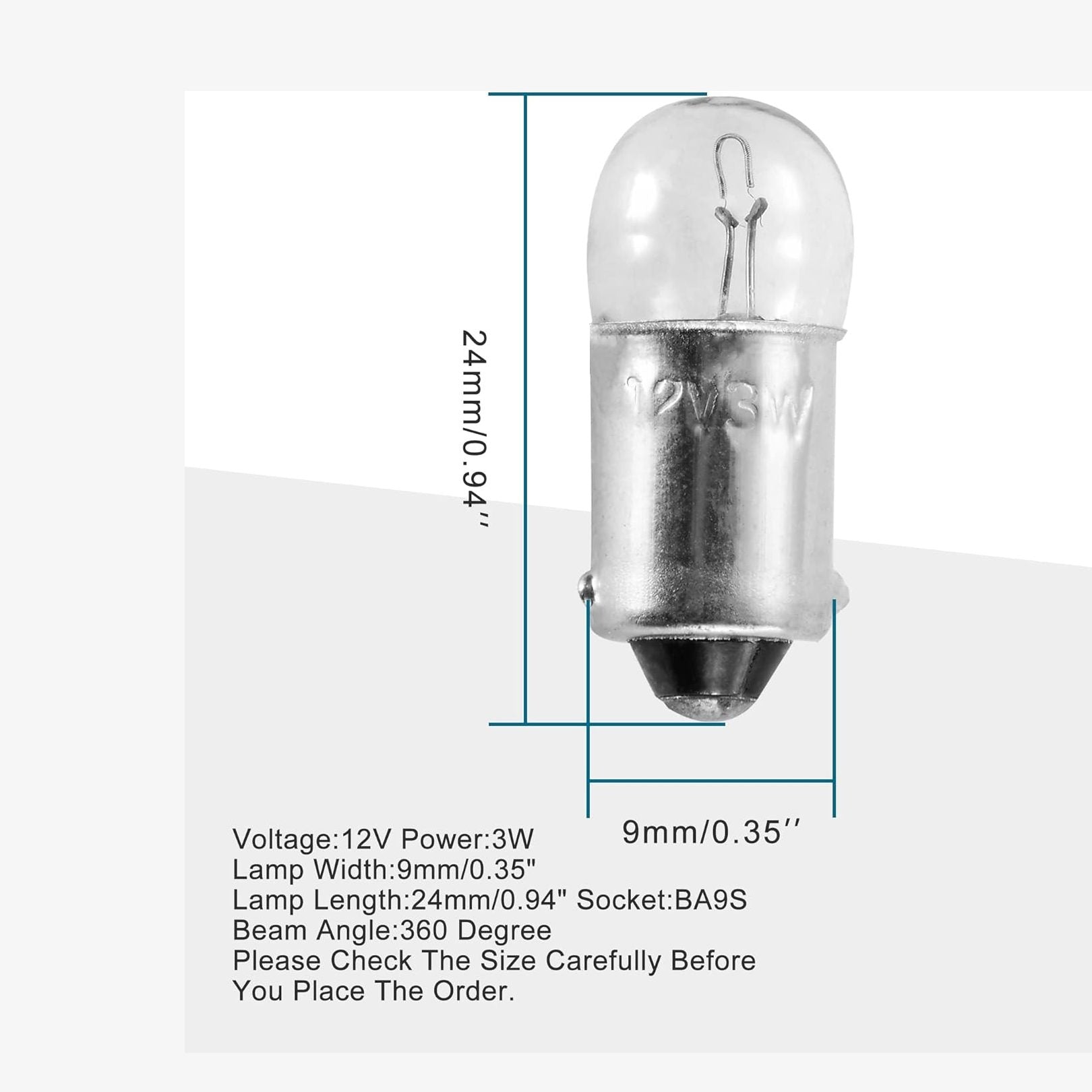 GOOFIT 12V 3W Mini Auto Indicator Bulbs Car Interio Lighting Instrument Lamp for Motorcycle(5 Pack)