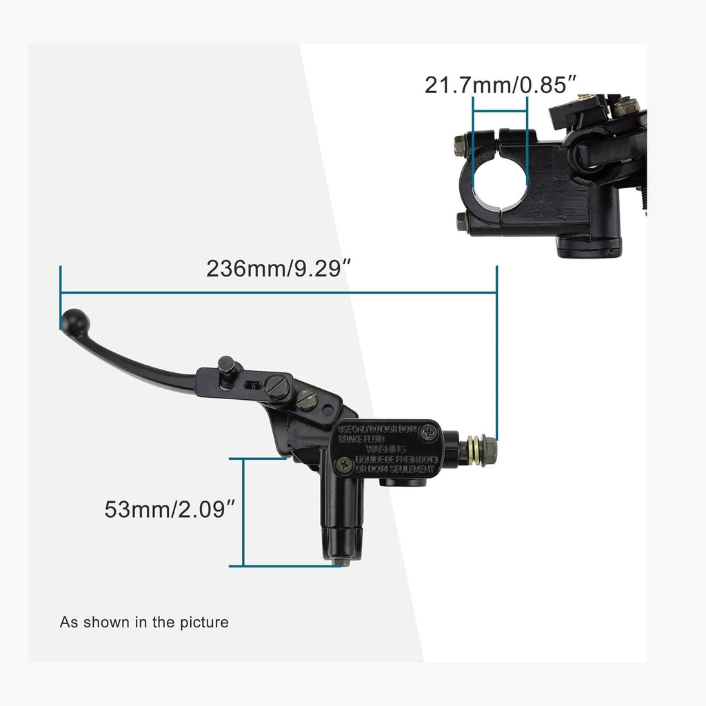 GOOFIT Hydraulic 7/8" 22mm Front Left Brake Master Cylinder Brake Lever Handle with Cable for 50cc 70cc 90cc 110cc 125cc 150cc Chinese ATV Quad
