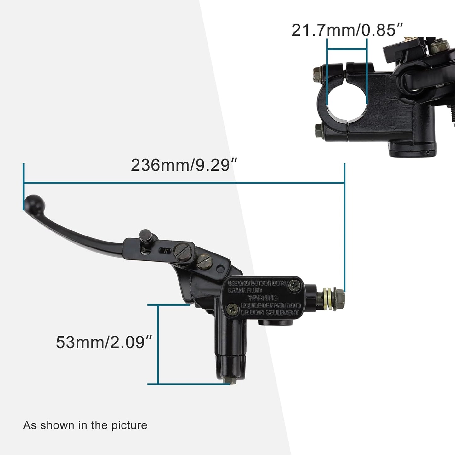 GOOFIT Hydraulic 7/8" 22mm Front Left Brake Master Cylinder Brake Lever Handle with Cable for 50cc 70cc 90cc 110cc 125cc 150cc Chinese ATV Quad