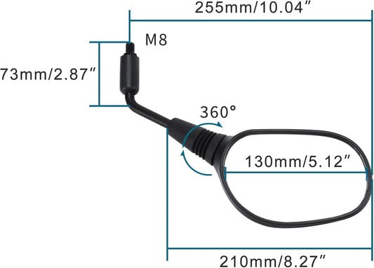 M10 Universal Streamline Rear View Mirrors (360° Rotation) for DVX400, UTV, Large Displacement Motorcycles - goofitmoto