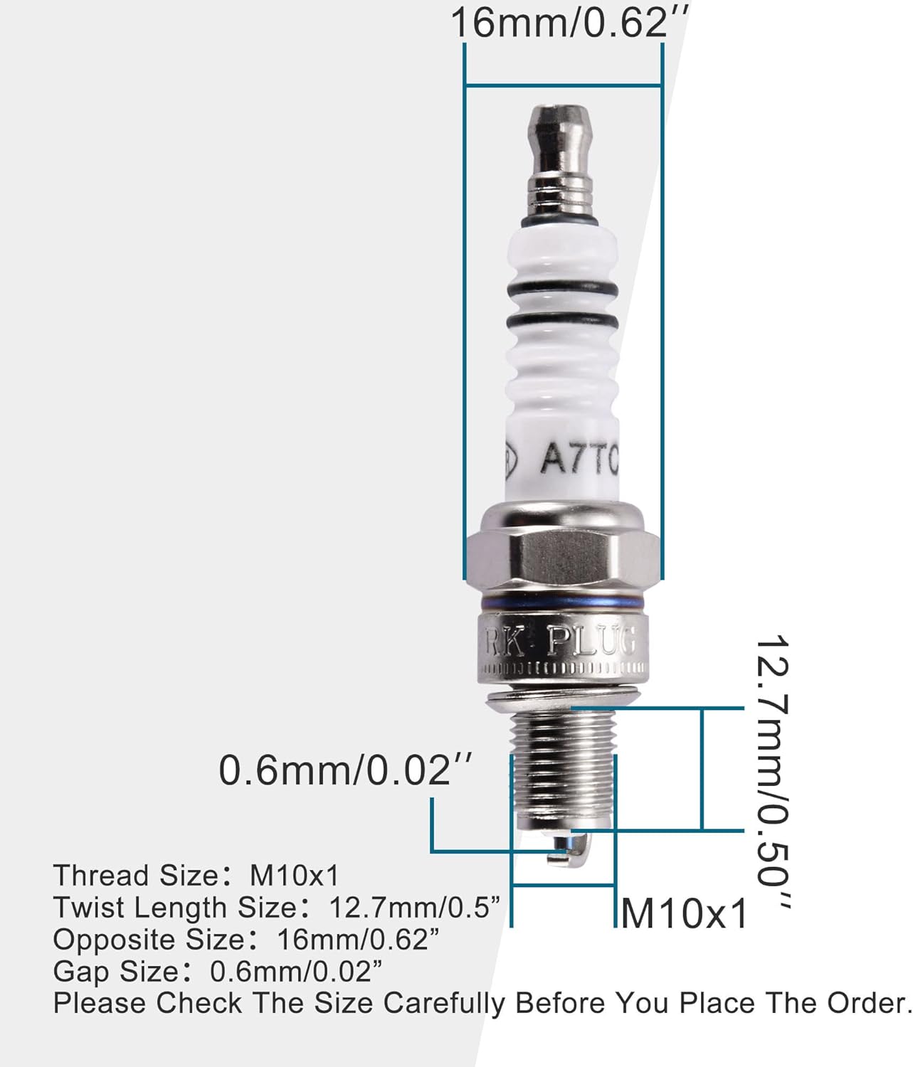 GOOFIT A7TC Spark Plug for 50cc 70cc 90cc 110cc 125cc 150cc Chinese ATV Dirt Bike Go Kart Moped