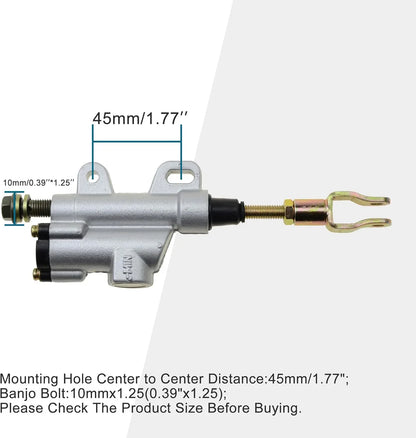Universal Rear Brake Master Cylinder (Silver) for 50cc-125cc Dirt Bike & ATV - goofitmoto