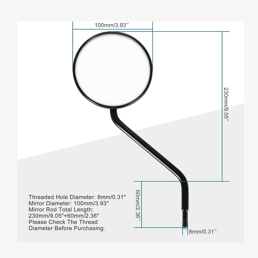 GOOFIT 2pcs Universal 8mm Black Round Plastic Rearview Mirrors for 50cc 70cc 90cc 110cc 125cc 150cc 200cc 250cc ATV Scooter Motorcycle