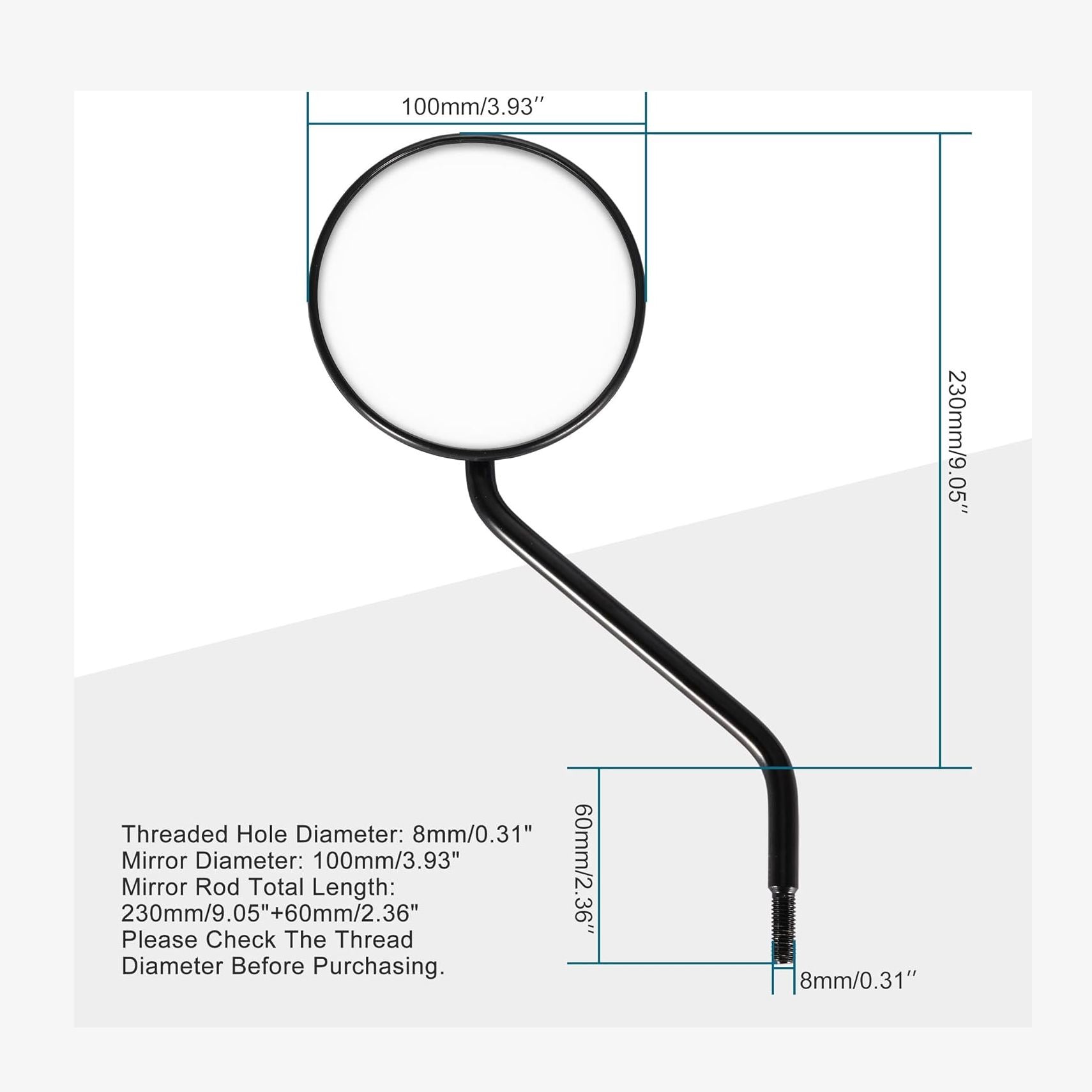 GOOFIT 2pcs Universal 8mm Black Round Plastic Rearview Mirrors for 50cc 70cc 90cc 110cc 125cc 150cc 200cc 250cc ATV Scooter Motorcycle