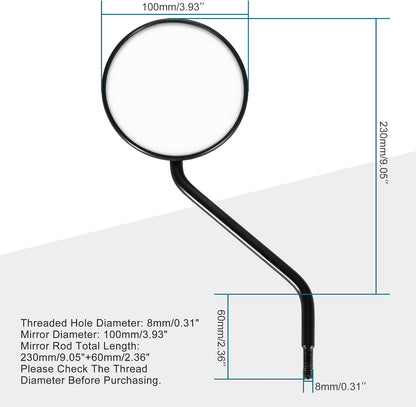 GOOFIT 2pcs Universal 8mm Black Round Plastic Rearview Mirrors for 50cc 70cc 90cc 110cc 125cc 150cc 200cc 250cc ATV Scooter Motorcycle