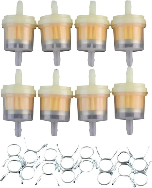 Inline Fuel Filter with Clips for Motorcycle Scooter Dirt Bike (8 Pack) - goofitmoto