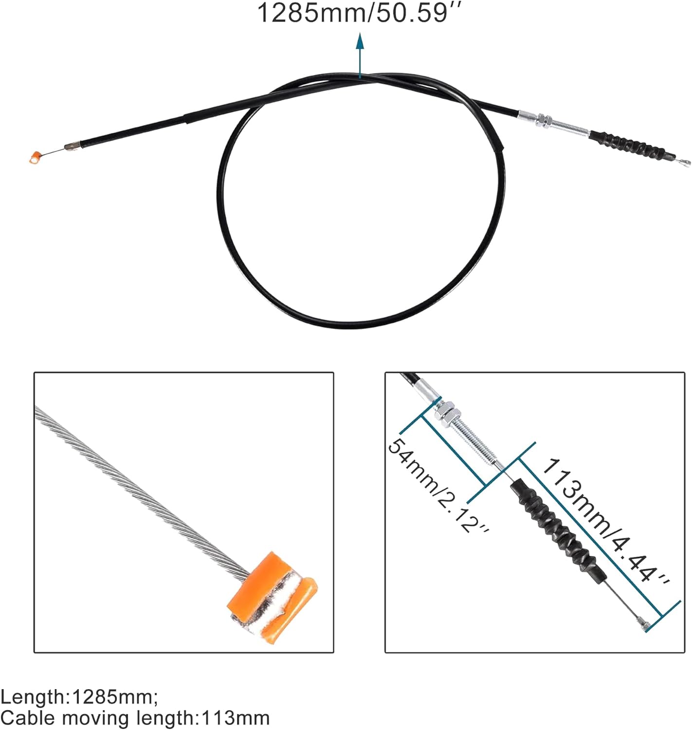 GOOFIT 50.59" Clutch Cable Replacement for 200cc 250cc ATV Quad Dirt Pit Bike Four Wheele Dune Buggy Go Kart Chinese Scooter