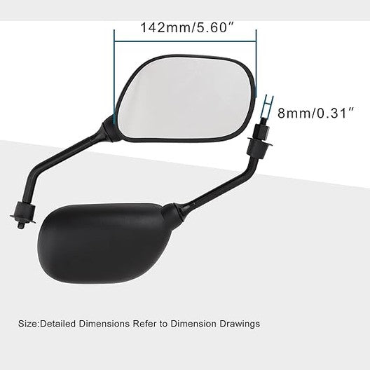 GOOFIT 8mm Black Plastic Rearview Mirror for 50cc 70cc 90cc 110cc 125cc 150cc 200cc 250cc ATV Scooter Motorcycle