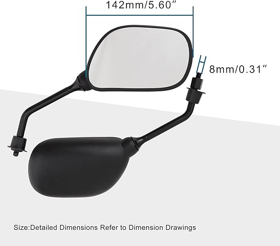 GOOFIT 8mm Black Plastic Rearview Mirror for 50cc 70cc 90cc 110cc 125cc 150cc 200cc 250cc ATV Scooter Motorcycle