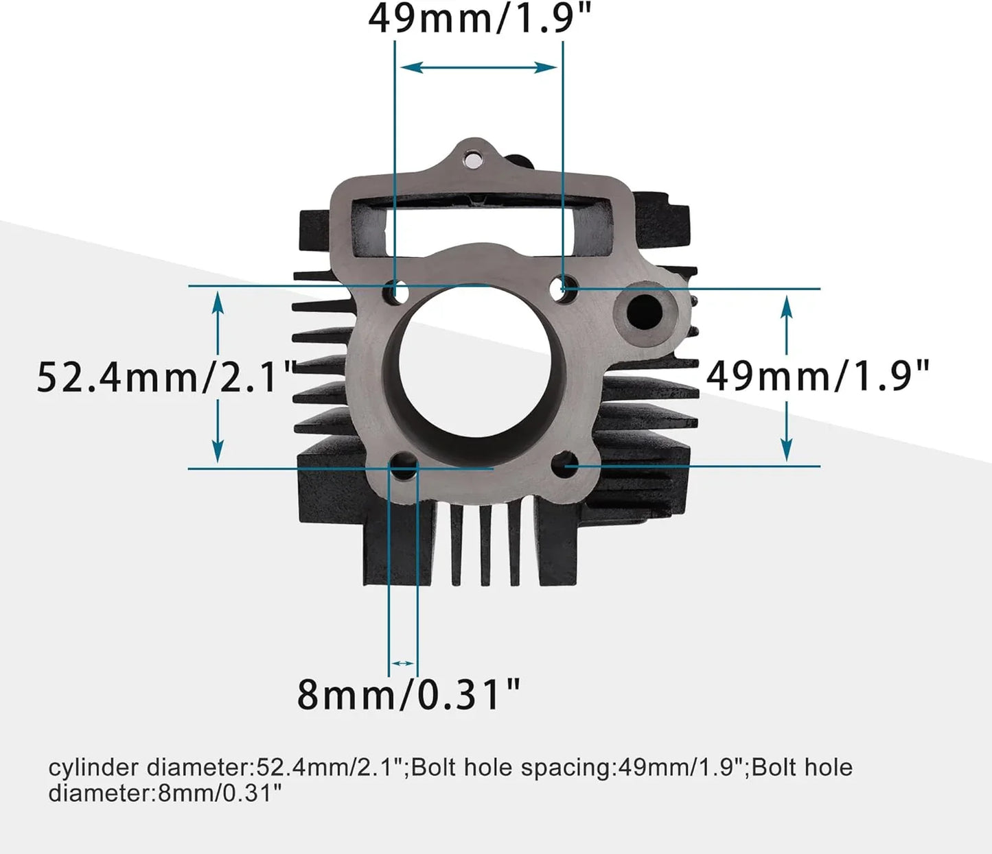 52.4mm Engine Cylinder & Piston Rebuild Kit for 4-Stroke 110cc ATV Dirt Bike Go Kart - goofitmoto