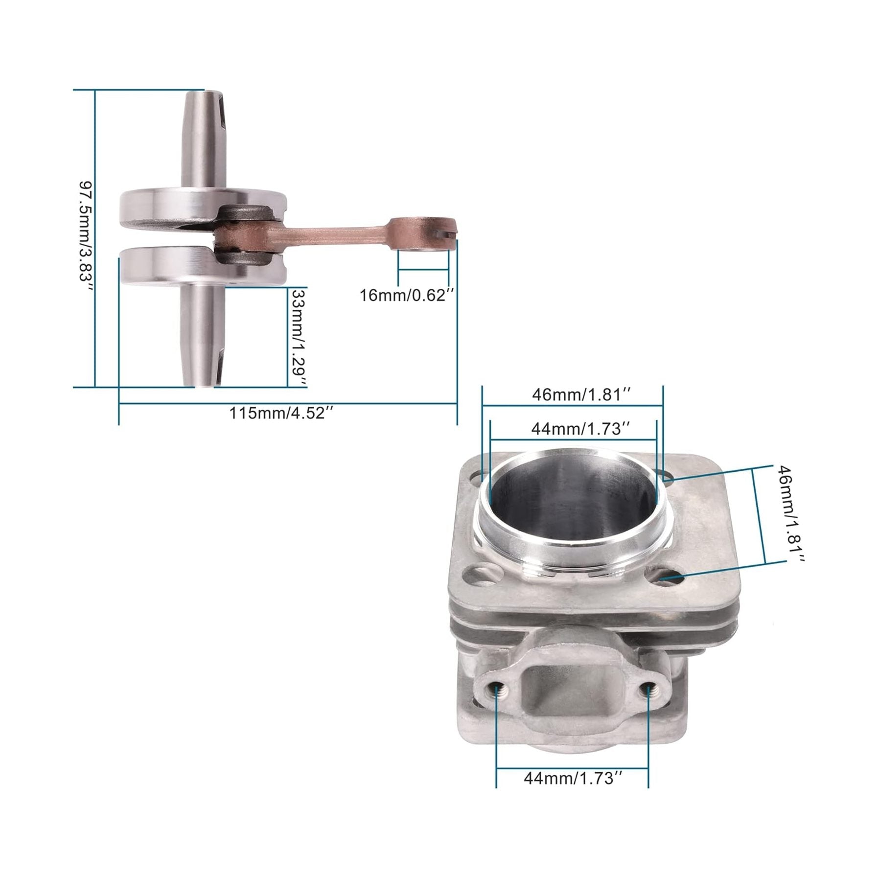 GOOFIT 44mm Big Bore 53cc 54cc Top End Kit for 2 Stroke 47cc 49cc Engine Mini Quad Pocket Bike