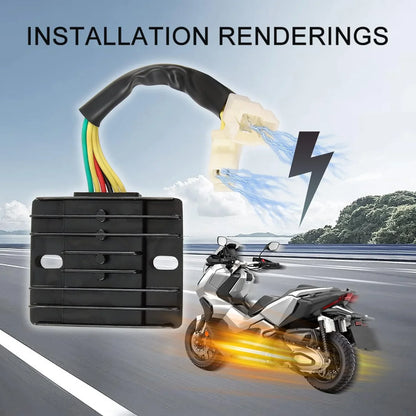 6 pin DC regulator rectifier for GY6 50cc 250cc scooter with wiring and motorcycle graphic
