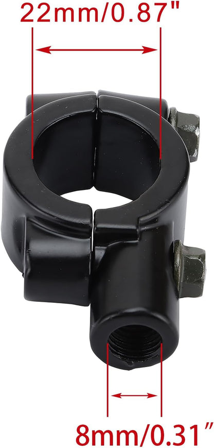 7/8" 22mm Handlebar Mirror Mount Clamps for 8mm Mirrors – 2 Pack