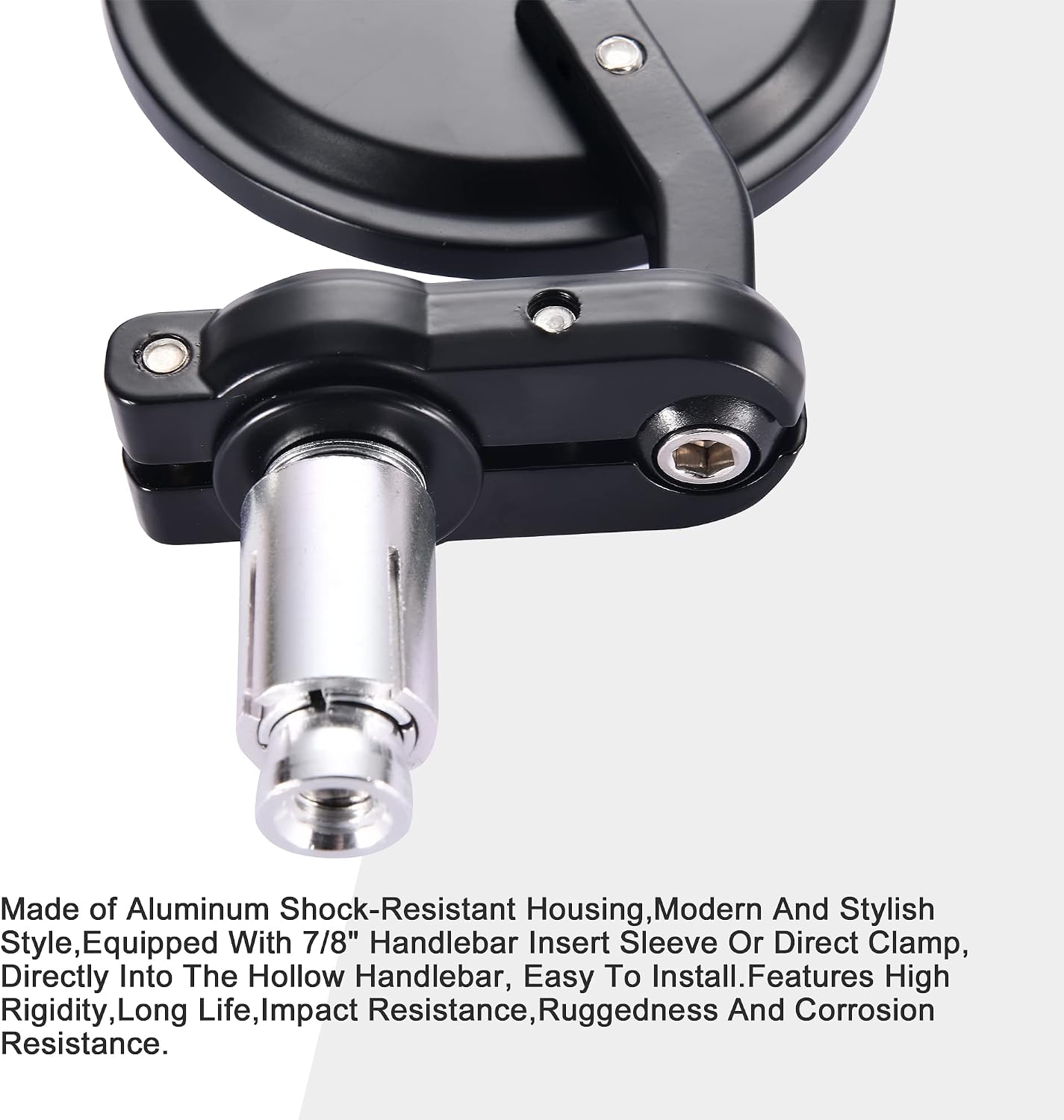 7/8" 22mm Round Bar End Mirrors for Motorcycle Scooter – 2 Pack