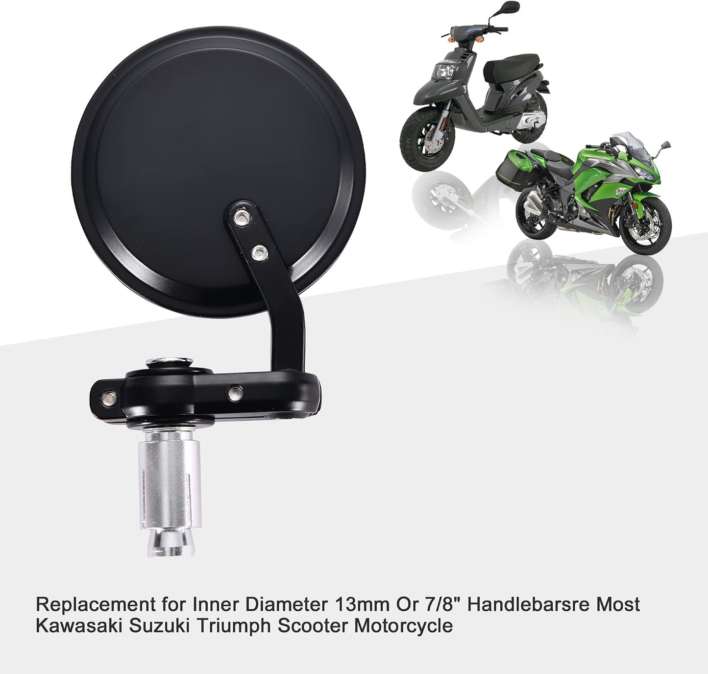 7/8" 22mm Round Bar End Mirrors for Motorcycle Scooter – 2 Pack