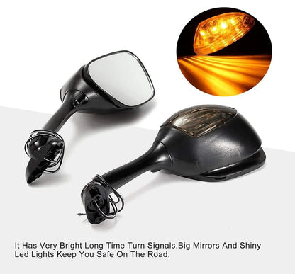 Integrated LED Turn Signal Mirrors for Suzuki GSXR 600 / 750 (2006-2012) & GSXR 1000 (2005-2008) - goofitmoto