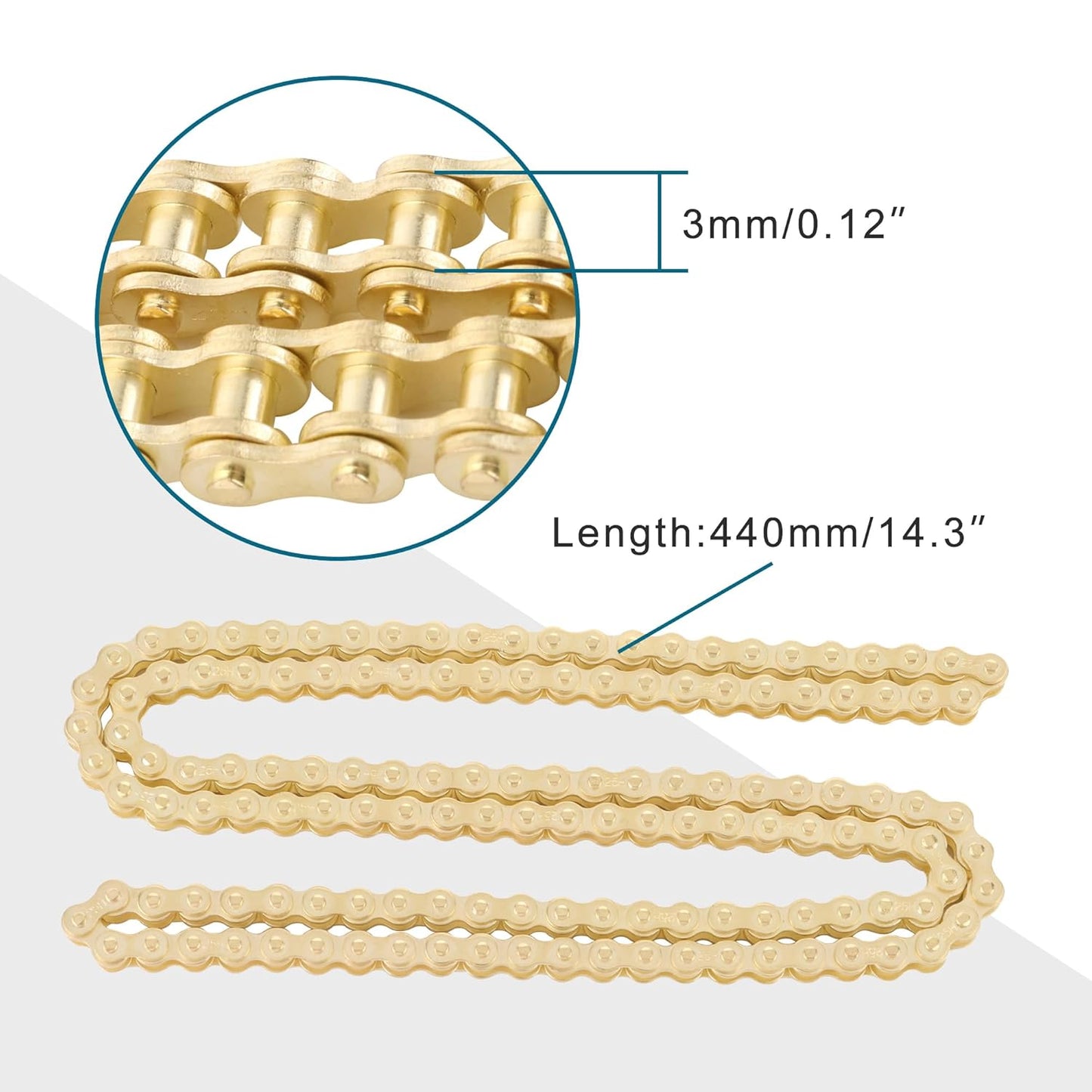 GOOFIT 25H 138 Chain for 2 Stroke 47cc 49cc Pocket Bike Mini Bike Dirt Pit Bike ATV Quad Golden