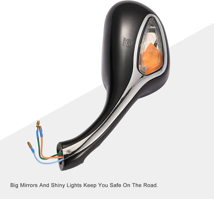Universal 8mm Panoramic Rearview Mirrors (Pair) for 50cc-250cc Moped & Motorcycle - goofitmoto