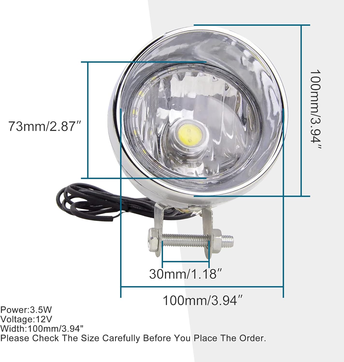 GOOFIT Motorcycle Headlight 12V Head Lamp With Integrated for Scooter ATV Cruiser Chopper