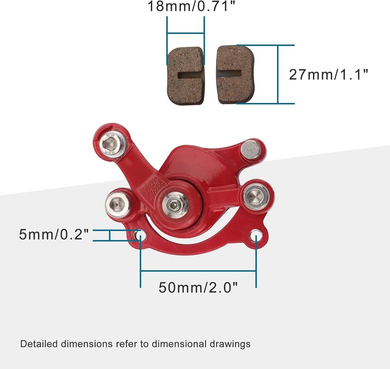Rear Disc Brake Caliper with Pads for Motovox MBX10, MBX11, & MM-B80-BR Mini Bikes - goofitmoto