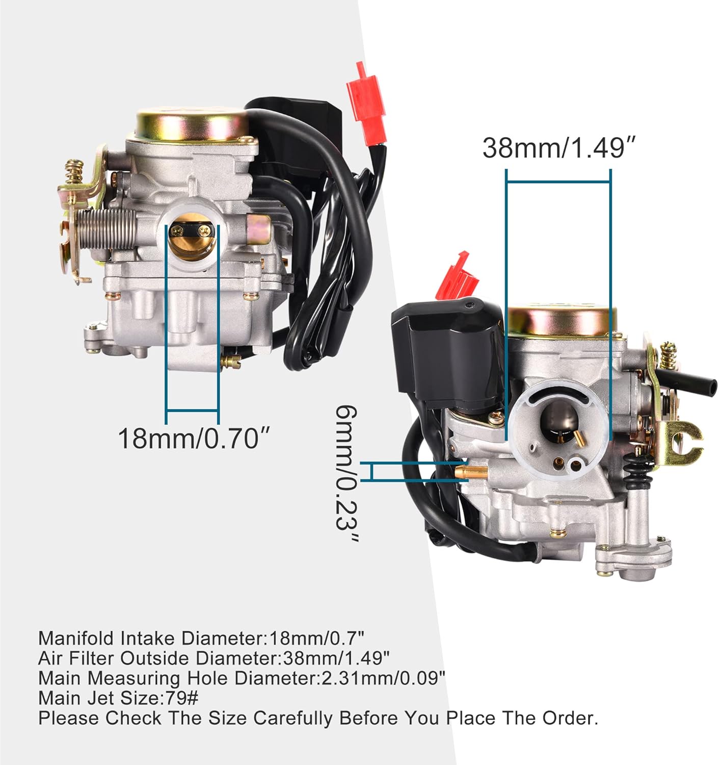 GOOFIT PD18 18mm Carburetor for 4 Stroke GY6 49cc 50cc Chinese Scooter 139QMB Moped Replacement for Taotao Kymco Scooter Jonway Baja