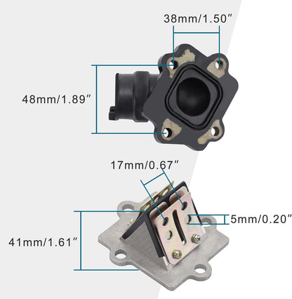 GOOFIT Motorcycle Intake Manifold Reed Valve Replacement for Jog Zuma Minarelli 2 Stroke Engine 49cc 50cc Aerox Nitro SR50 Scooter