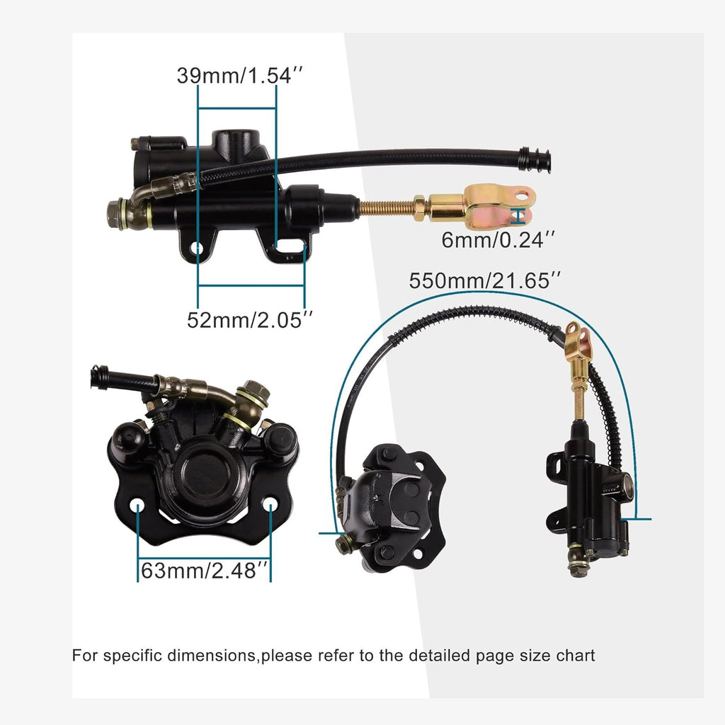GOOFIT Rear Brake Master Cylinder Caliper Assembly for 50cc 70cc 90cc 110cc 125cc Chinese ATV Quad Scooter