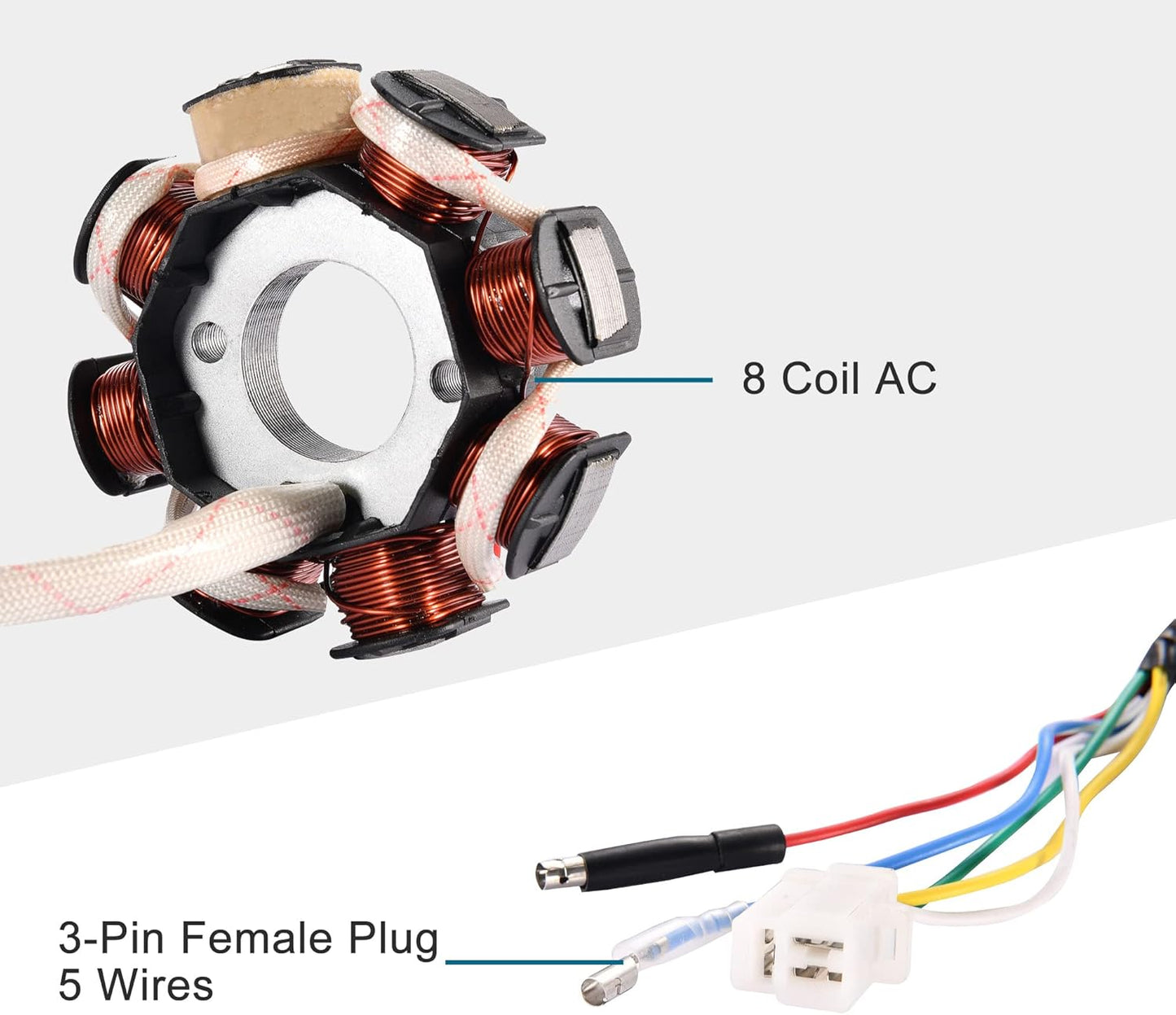 GOOFIT 8 Coil Stator Magneto 5 Wire for GY6 50cc 60cc 80cc ATV Scooter QMB139