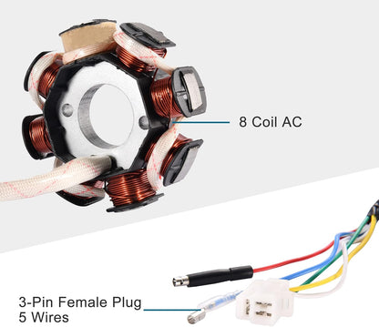 GOOFIT 8 Coil Stator Magneto 5 Wire for GY6 50cc 60cc 80cc ATV Scooter QMB139